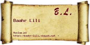 Baahr Lili névjegykártya